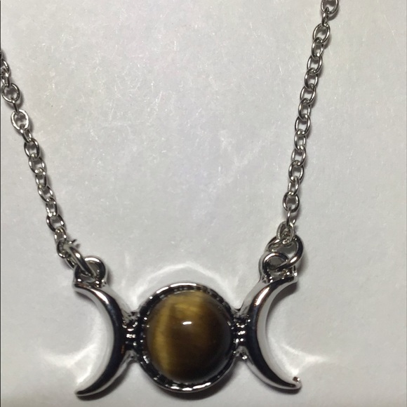 Triple Moon Goddess Pendant Necklace - Sterling Silver With Moonstone, 7/8 Inch - View #13